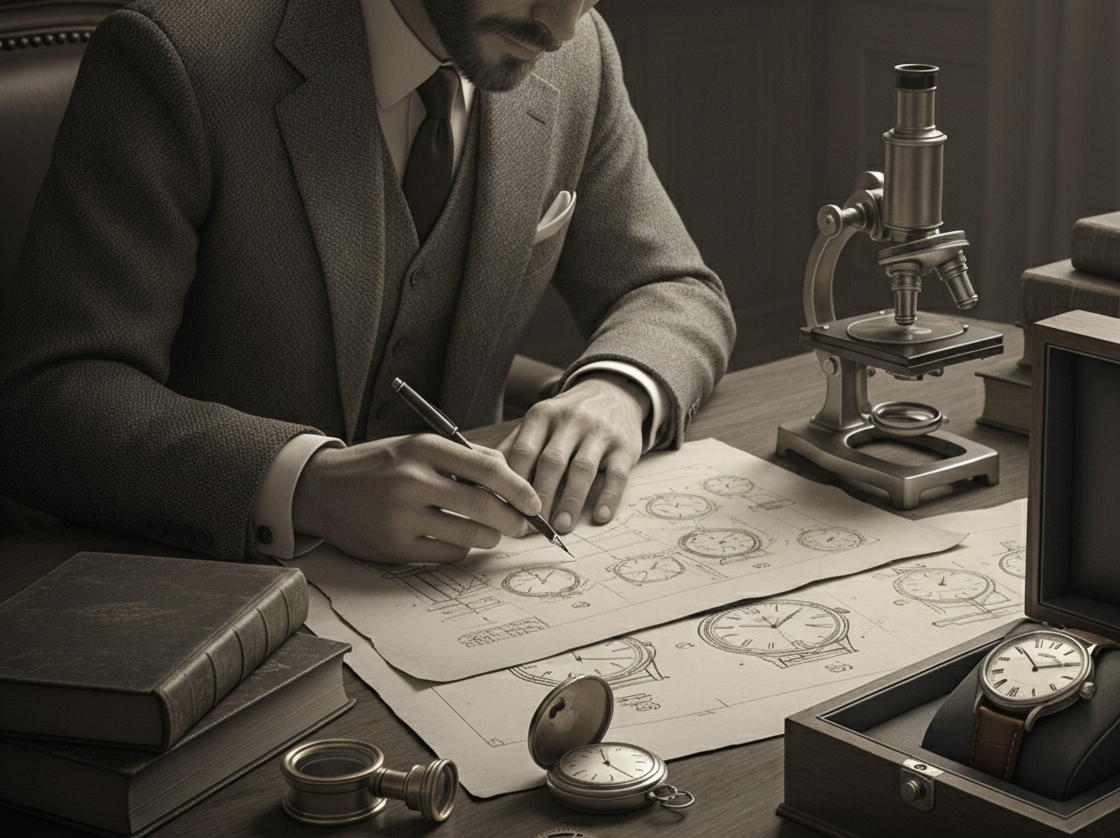 Detalhe de várias coroas de relógios vintage